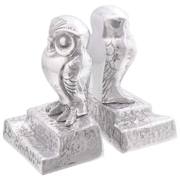 Bokstöd 2 st Silver 12x9x19 cm Aluminium Uggla