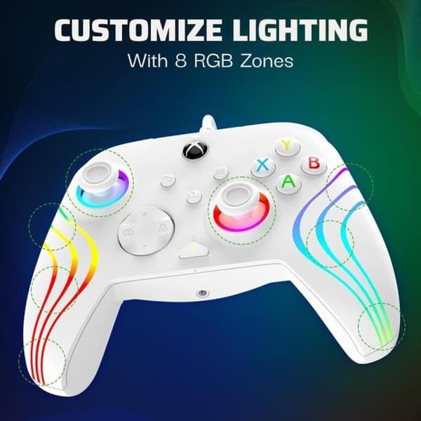 Manette trådbunden - Afterglow Wave - Nintendo Switch och Switch OLED - PDP - LED-belysning - Vit