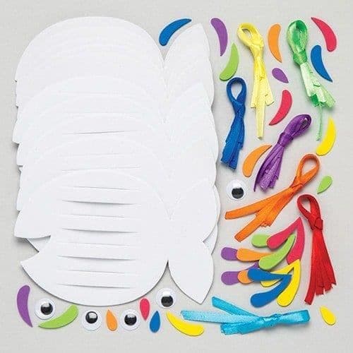 Baker Ross 6-pack Rainbow Fish Weave Kit för barn 14 cm - AR516