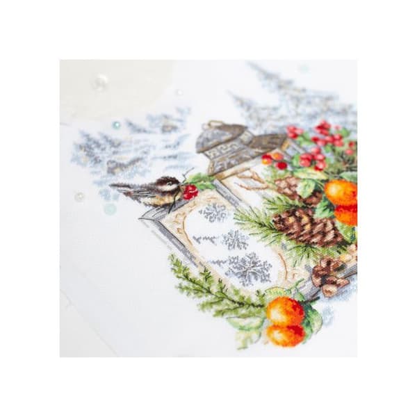 Kit för broderi med korsstygn Magic Needle - Vinterdoft 26x26 cm
