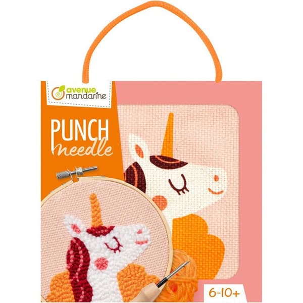 Kit för barn - "Punch Needle" - Enhörning - D 18 cm