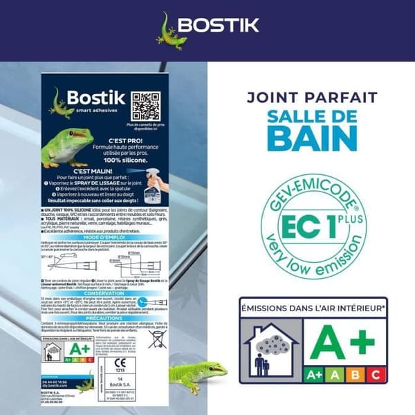 Mastic badrum - BOSTIK - Perfekt Fog - Tätnings silikon - Mögelresistent - Vit - 280 ml
