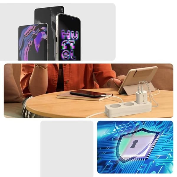 Laddare - HURTEL - A6MaxC - 20 W - USB-A och USB-C - Kabel 1 m ingår