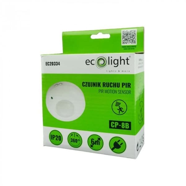 Rörelsedetektor - ECOLIGHT - CP-8B - Vit - 300W - 360°