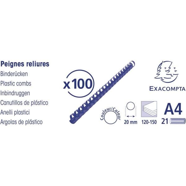 Plastspiralbindningar - EXACOMPTA - 75601E - 20 mm - Svart - Förpackning 100