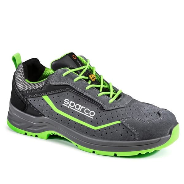 Säkerhetsskor - SPARCO - Indy Felix - Läder - Grå/Fluorescerande grön - Unisex