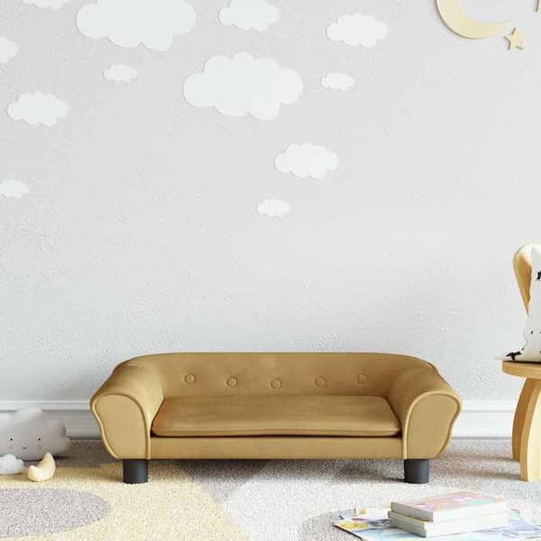 vidaXL Barnsoffa brun 70x45x26 cm sammet, mini soffa, mini soffa-stol, mini soffa för barn, soffa av 3196405