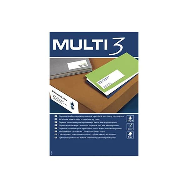 Universella etiketter - Multi3 - 105x29mm - Rektangulära - Vita - 100 ark