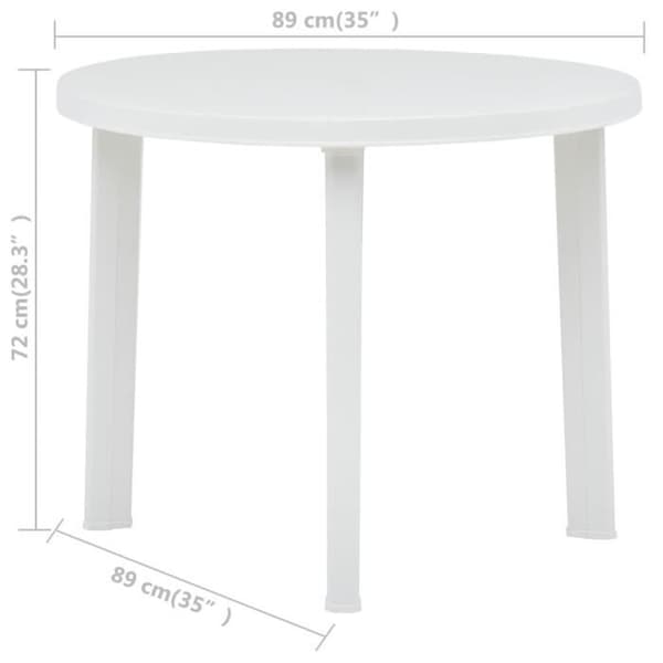 vidaXL Trädgårdsbord Vit 89 cm Plast