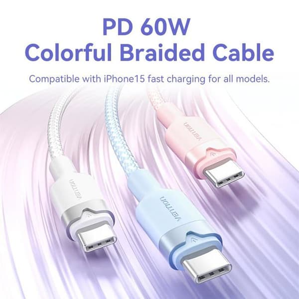 USB-C-kabel - Vention - 2 m - Mångfärgad - TRDWH - Lätt - Kompakt