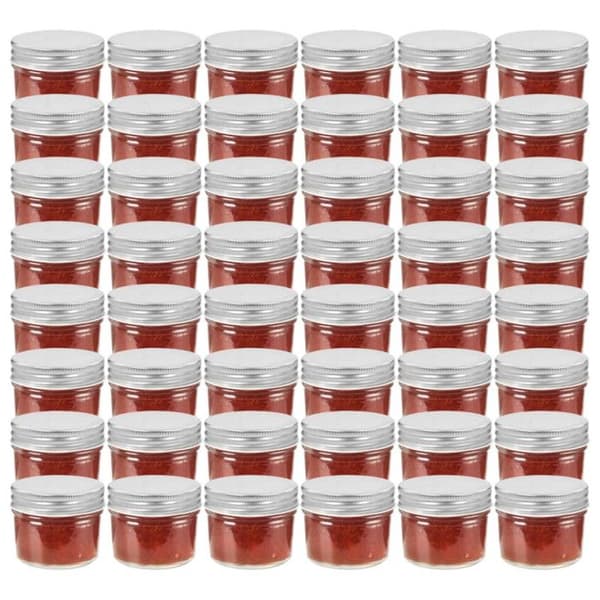 48 st pots med lock i silverfärgad glas 110 ml