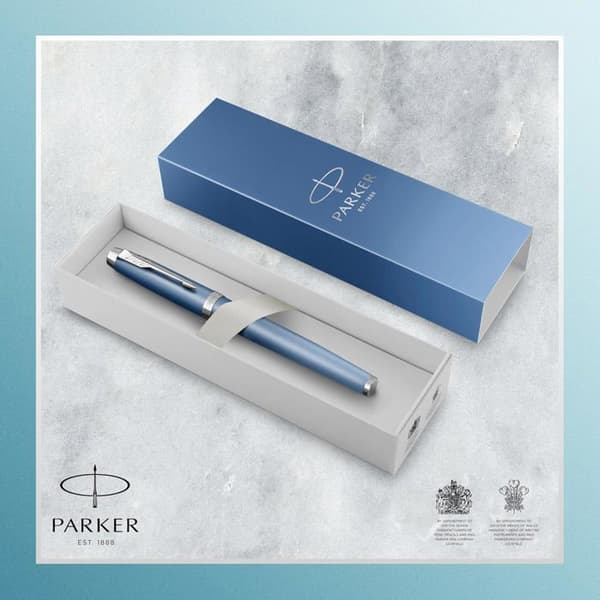 Kulpenna - PARKER - IM Writing Rituals - Lugn blå - Kromade detaljer - Fin spets