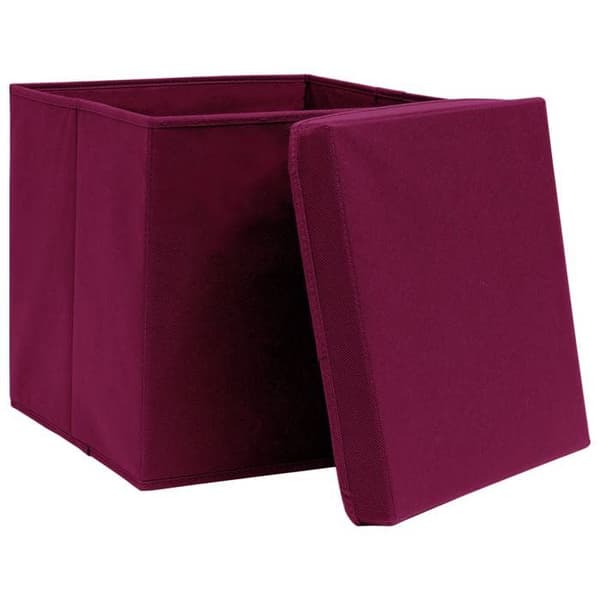 vidaXL Förvaringsboxar 4 st Mörkröd 32x32x32 cm Tyg
