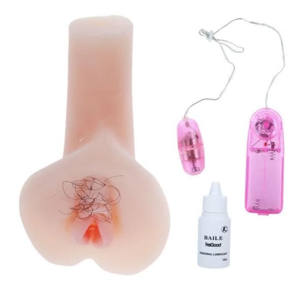 Vaginal masturbator med vibrator - BAILE - Rosa - Vibrerande - AA-batterier ingår ej