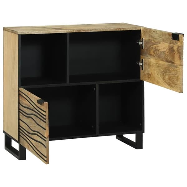 Buffé bas - 80x33.5x75 cm - Massivt mangoträd - 2 dörrar - Nutida stil