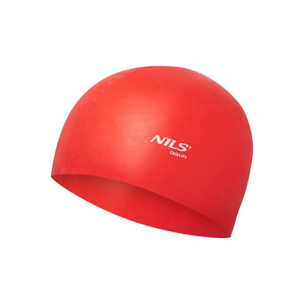 Badmössa i silikon - NILS AQUA - Röd - 100% silikon - Hydrodynamisk form - Stor flexibilitet