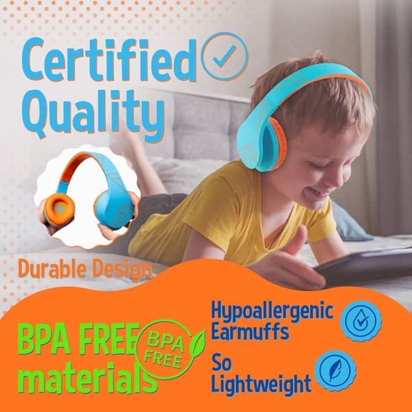Ljudhörlurar - POWERLOCUS - P2Kids - Bluetooth - Orange - För Barn