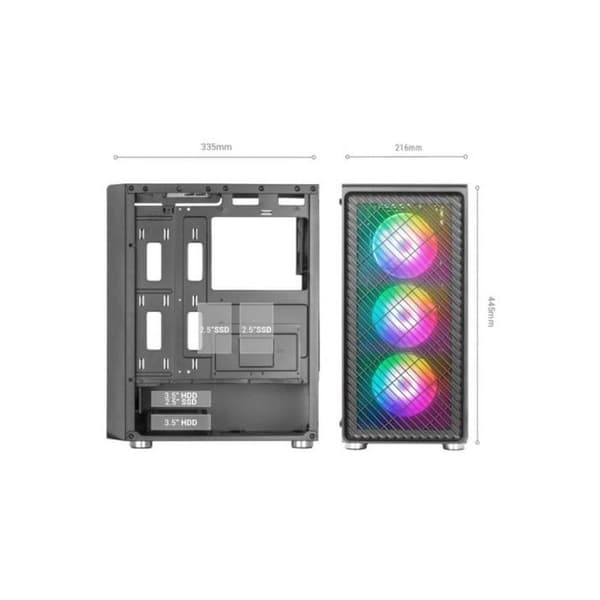 PC-chassi - Mars Gaming - MC-F - 4 ARGB-fläktar - Härdat Glas - Vattencooling