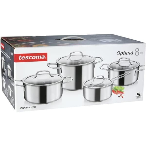 Grillset med kastruller - TESCOMA - Optima - Rostfritt stål - 8 delar - Induktionskompatibel