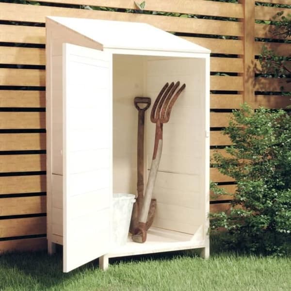 vidaXL Trädgårdsbod Vit 55x52x112 cm Solid granträ 152179