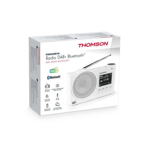 Radio DAB och Bluetooth-högtalare - THOMSON - RT400DABBTWH - DAB+/FM - Bluetooth - Batteri 1500mAh/USB-C