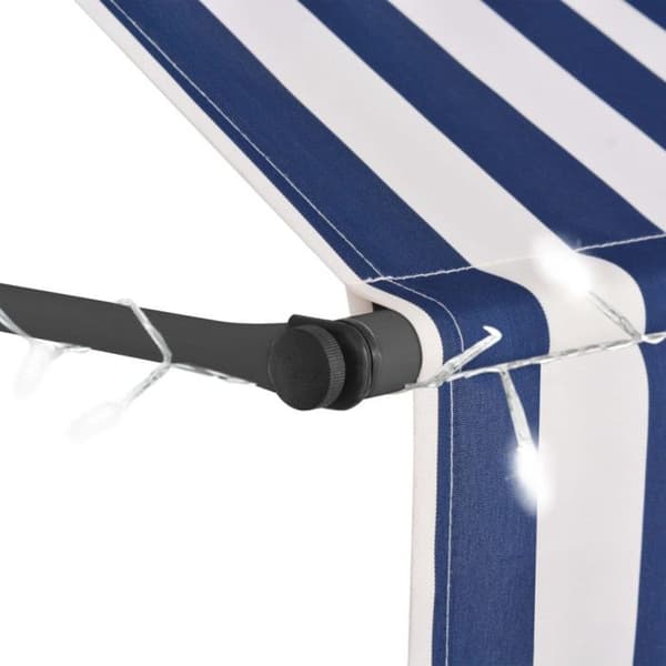 vidaXL Manuell infällbar markis med LED 200 cm Blå och Vit