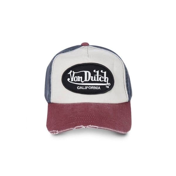 Keps - Von Dutch - JACK - 100% bomull - Justerbar - Trefärgad (röd/vit/blå)