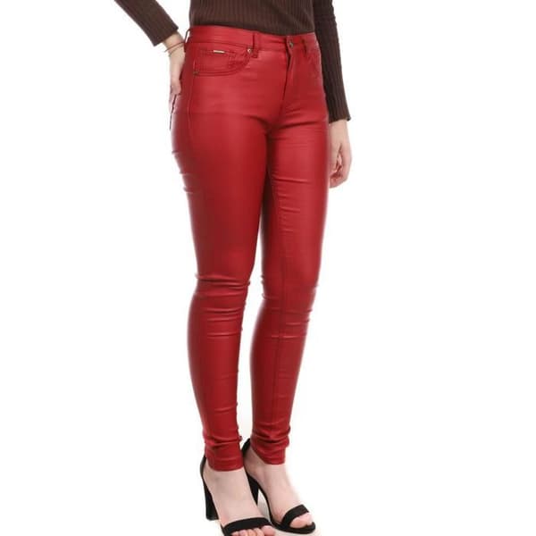 Röd skinny lackbyxa Monday Premium