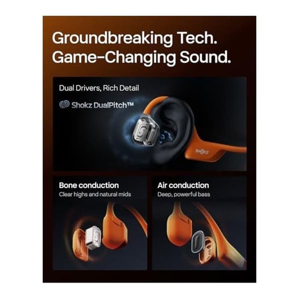 SHOKZ OpenRun Pro 2 Mini — Bluetooth 5.3 benledande hörlurar Orange, IP55, 12h, USB-C