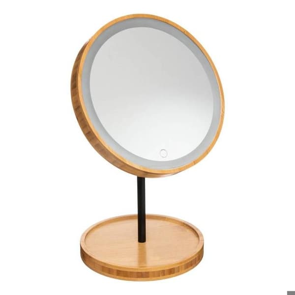 Spegel med LED-stativ 18cm bambu - 5 five simply smart