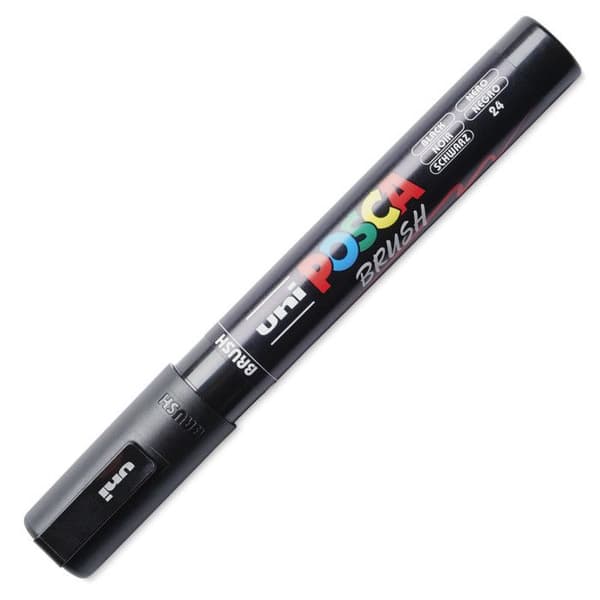 POSCA-markör - Svart - Borstspets - PC5BR - Alla ytor