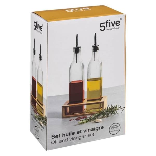 Flaskor olja/ättika glas bambu 0,48L - 5 fem enkelt smart
