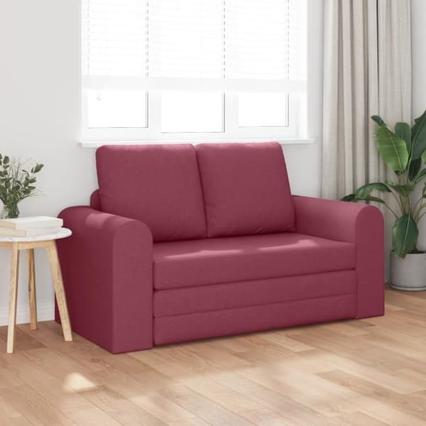 Sängsoffa 2 i 1 Röd Vin 148x71x83 cm Tyg