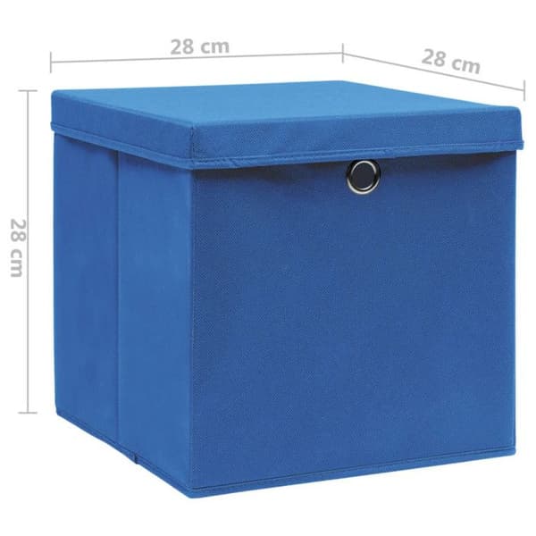 vidaXL Förvaringsboxar med lock 10 st 28x28x28 cm Blå