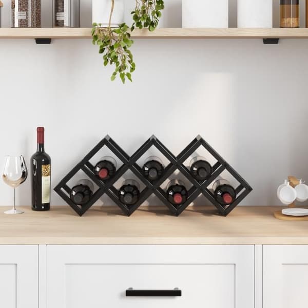 Vinracks för 9 flaskor, 63 x 16,5 x 25 cm, i stål med pulverlack.
