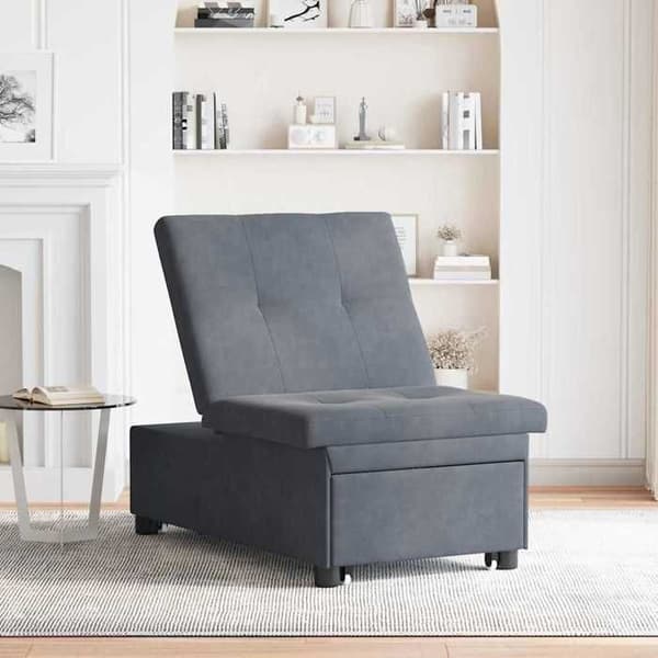 Mörkgrå bäddsoffa 67 x 194 x 38 cm Sammet