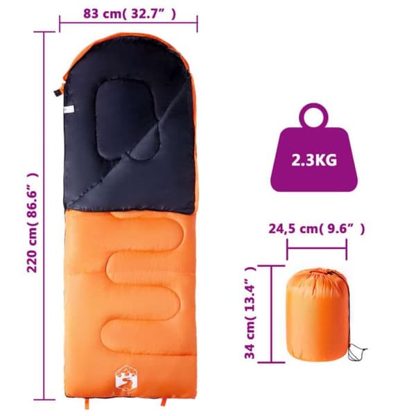 Sovsäck - vidaXL - 94440 - 3-4 säsonger - Orange och svart - Rektangulär