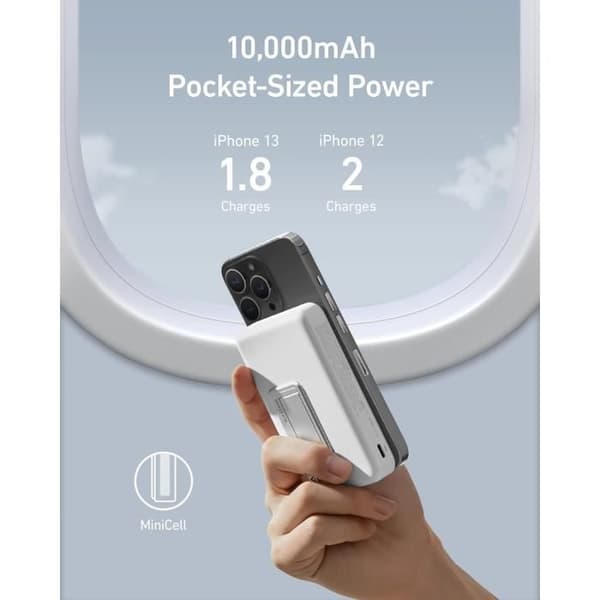 Extern batteri - ANKER - iPhone 633 - 10000 mAh - Magnetisk trådlös laddning - Fällbart stativ