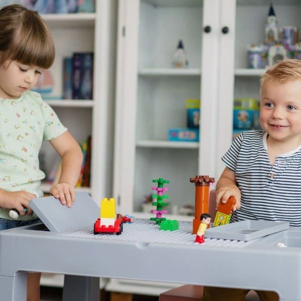 Multifunktionellt aktivitetsbord - THERMOBABY - MULTIPLAY - Med 2 stolar - Grå / Blå