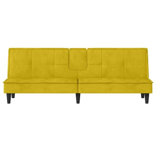 vidaXL Sängsoffa med kopphållare gul sammet 351925