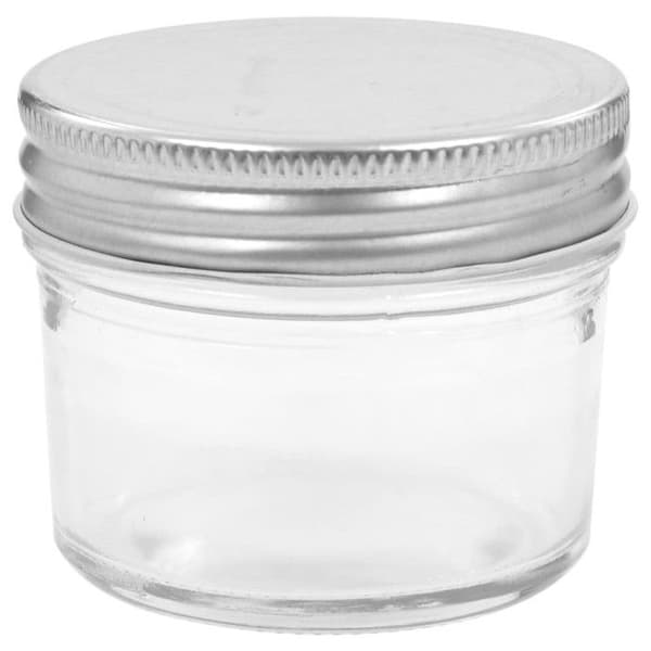 48 st pots med lock i silverfärgad glas 110 ml