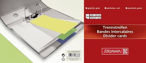 Baier-Schneider 100-pack gröna perforerade pappersdelare 10,5 x 24 cm (2 perforeringar)