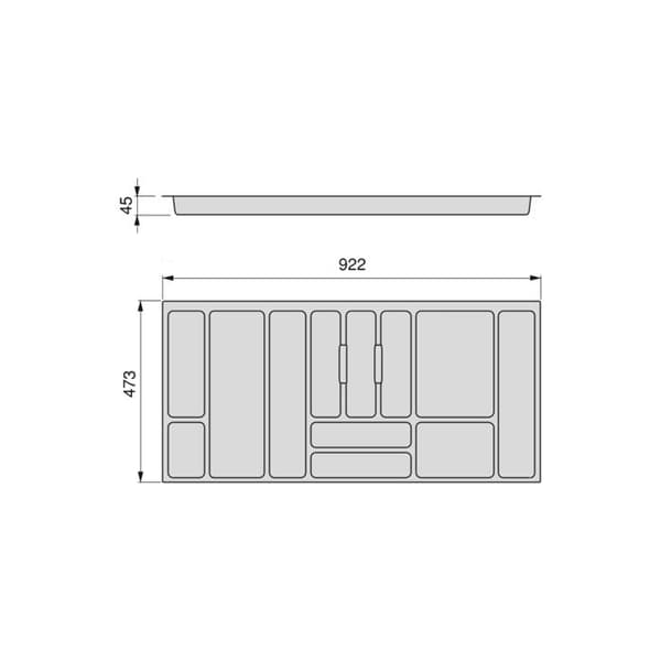 Emuca Bestickbricka Optima Vertex/Concept 500mm (16mm panel), 1.000, Vit plast, Plast.