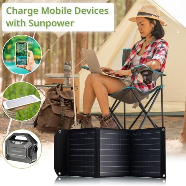 Mobil solpanel med USB-port - 40w