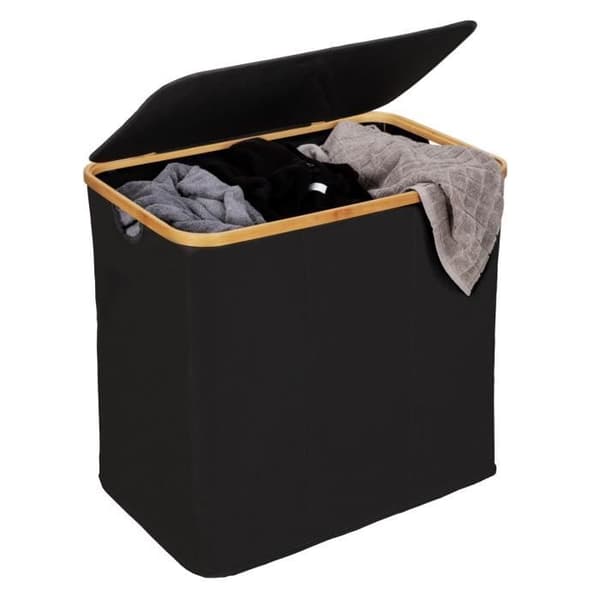Tvättkorg - WENKO - ECORI - 3 fack - Kapacitet 3x35L - Bambu och Polyester