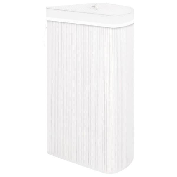 vidaXL Hörntvättkorg Bambu Vit 60 L