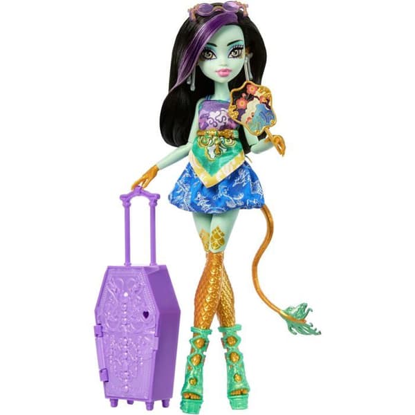 Dockskåp - MONSTER HIGH - Jinafire Long - 19 överraskningar - Rörlig docka - Resetillbehör