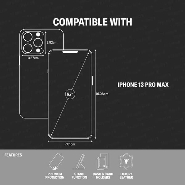 Läderfodral - TORRO - iPhone 13 Pro Max - Kortfack - Ställfunktion - Mörkbrun