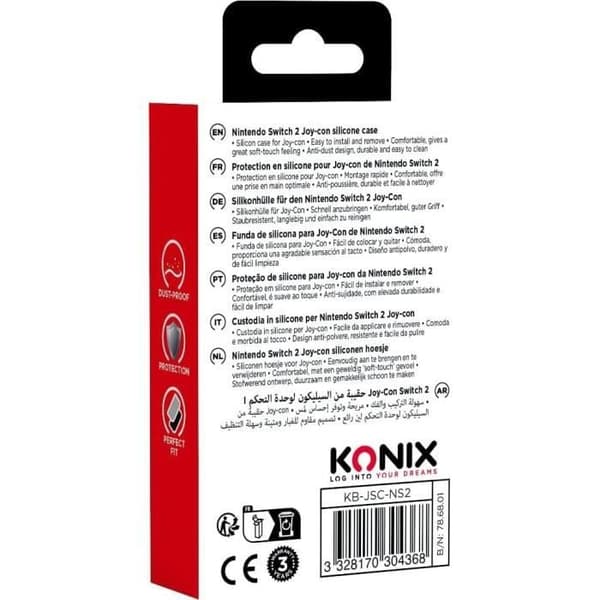 Skyddsskal för Joy-Con-kontroller - KONIX - Nintendo Switch 2 - Silikon - Stötsäker - Repfria - Dammskydd - Svart