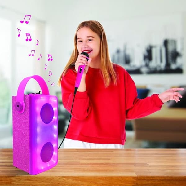 Bluetooth-högtalare med ljus Rosa och mikrofon